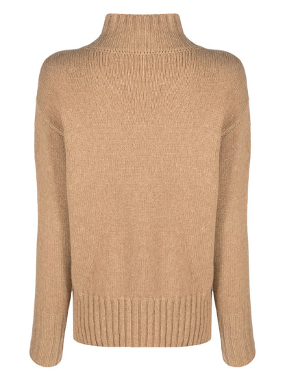 Ribbed-Panel Mock-Neck Jumper