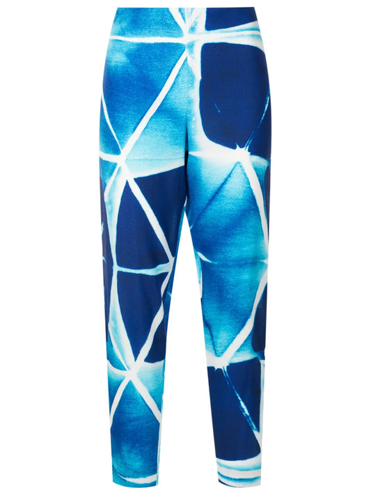Abstract-Print Stretch-Silk Trousers
