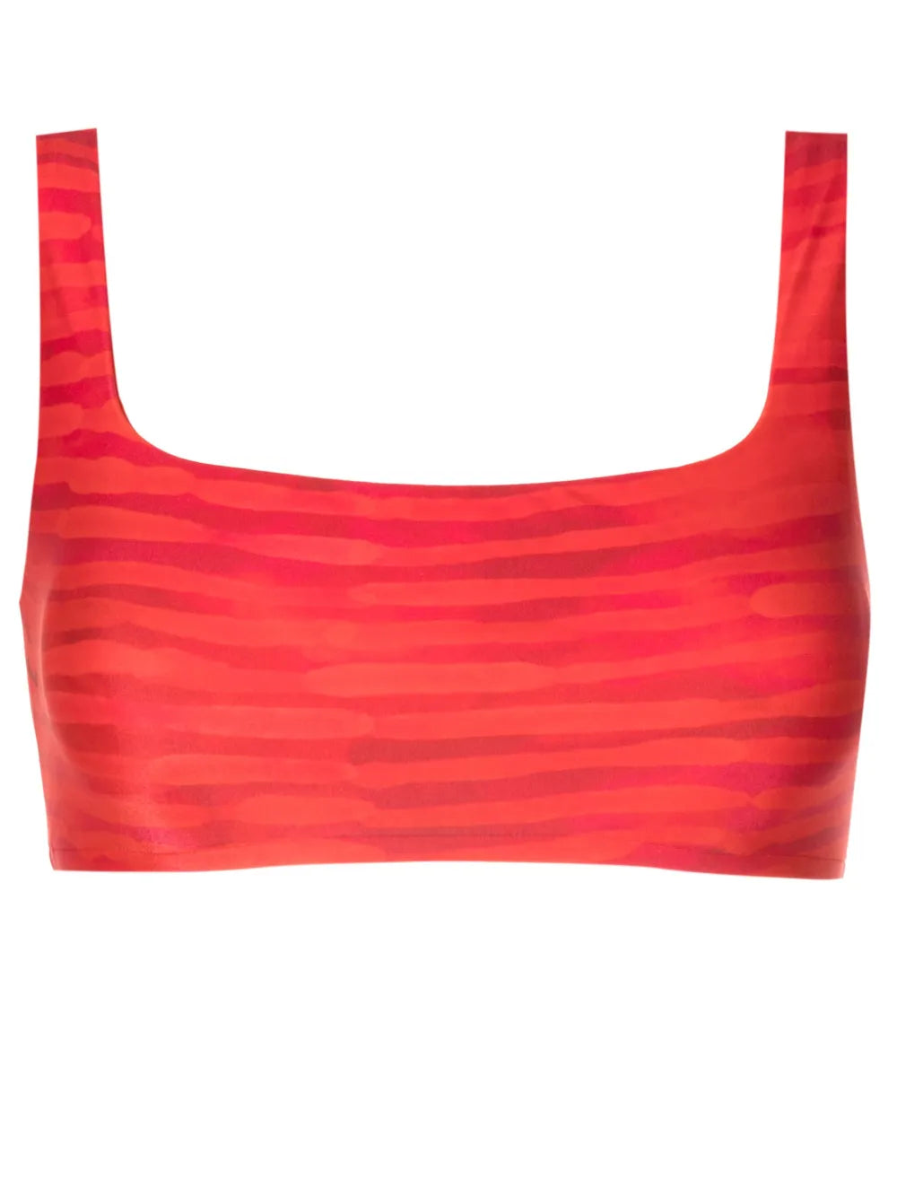 Stripe-Pattern Square-Neck Bikini Top