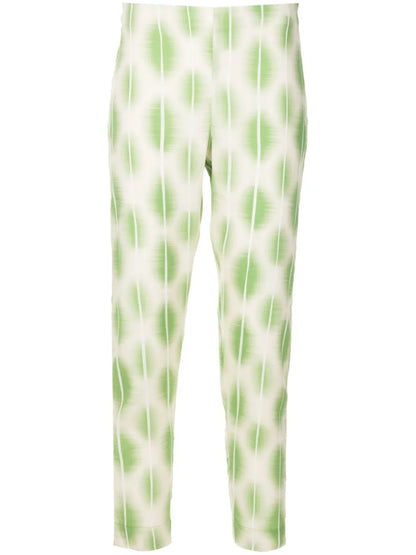 Abstract-Print Stretch-Silk Trousers