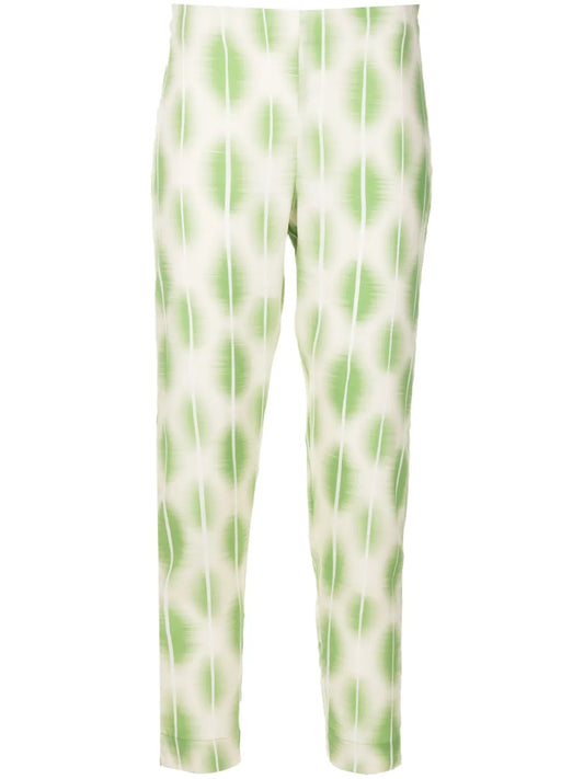 Abstract-Print Stretch-Silk Trousers
