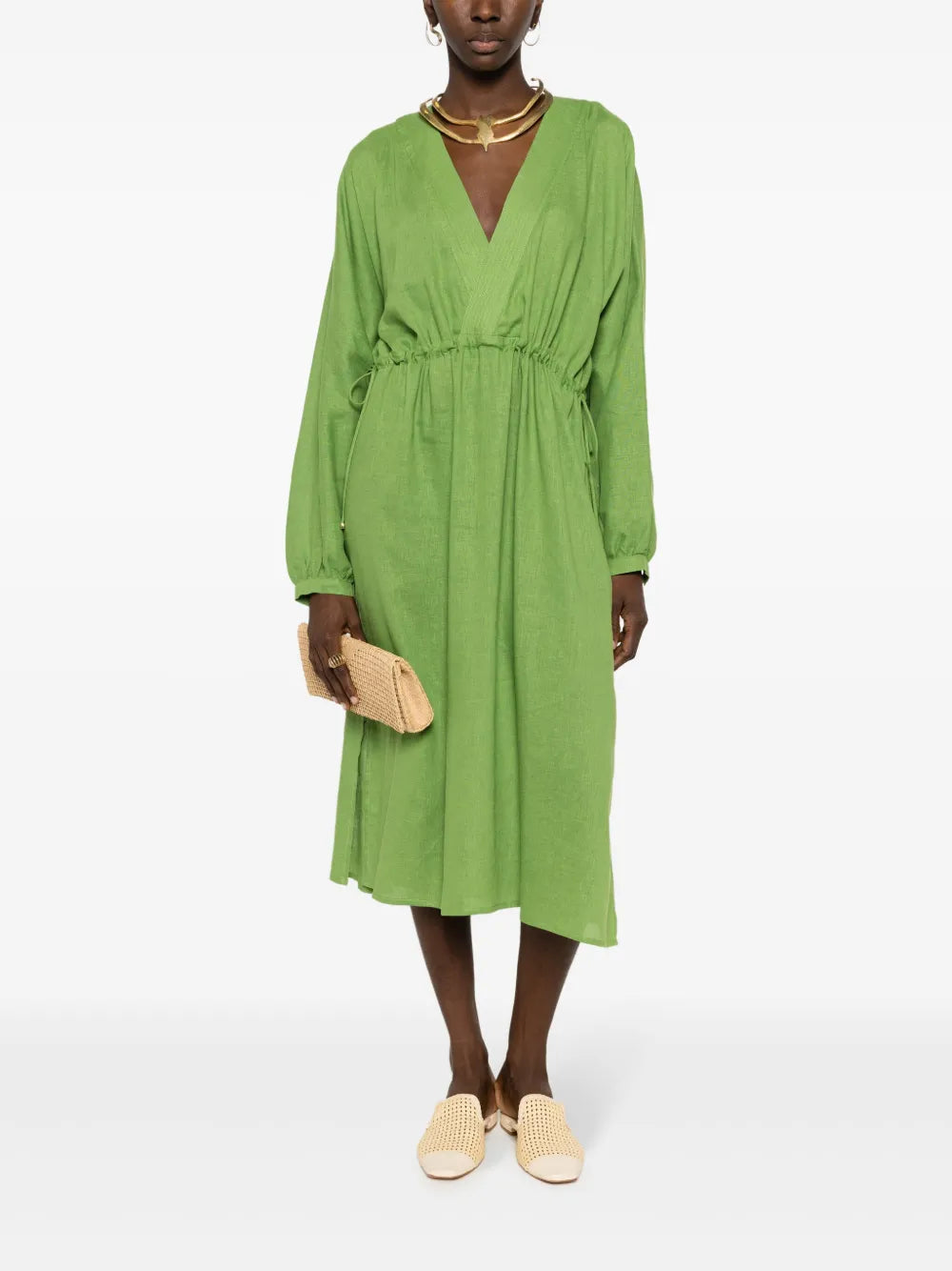 Long-Sleeve Midi Beach Dress