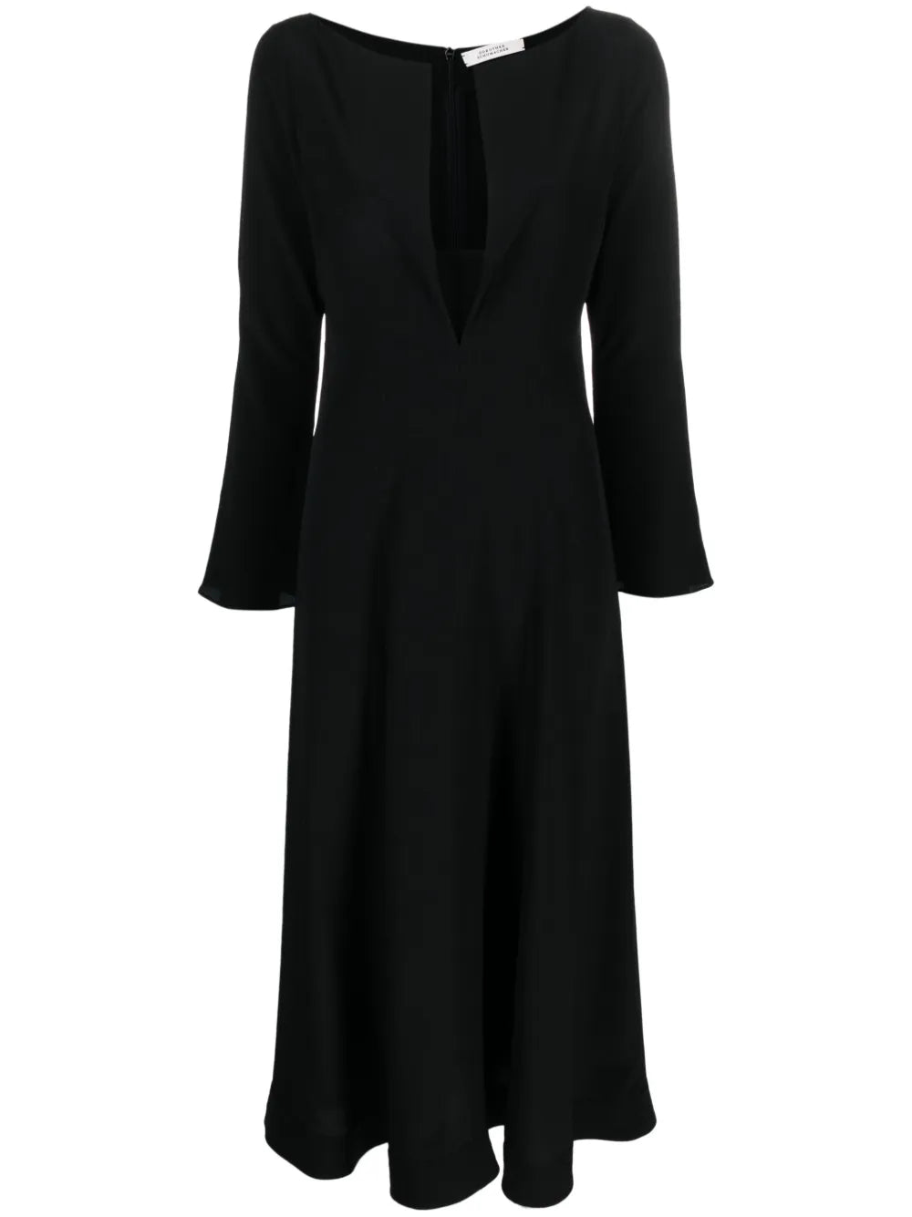 V-Neck Flared Silk Dress