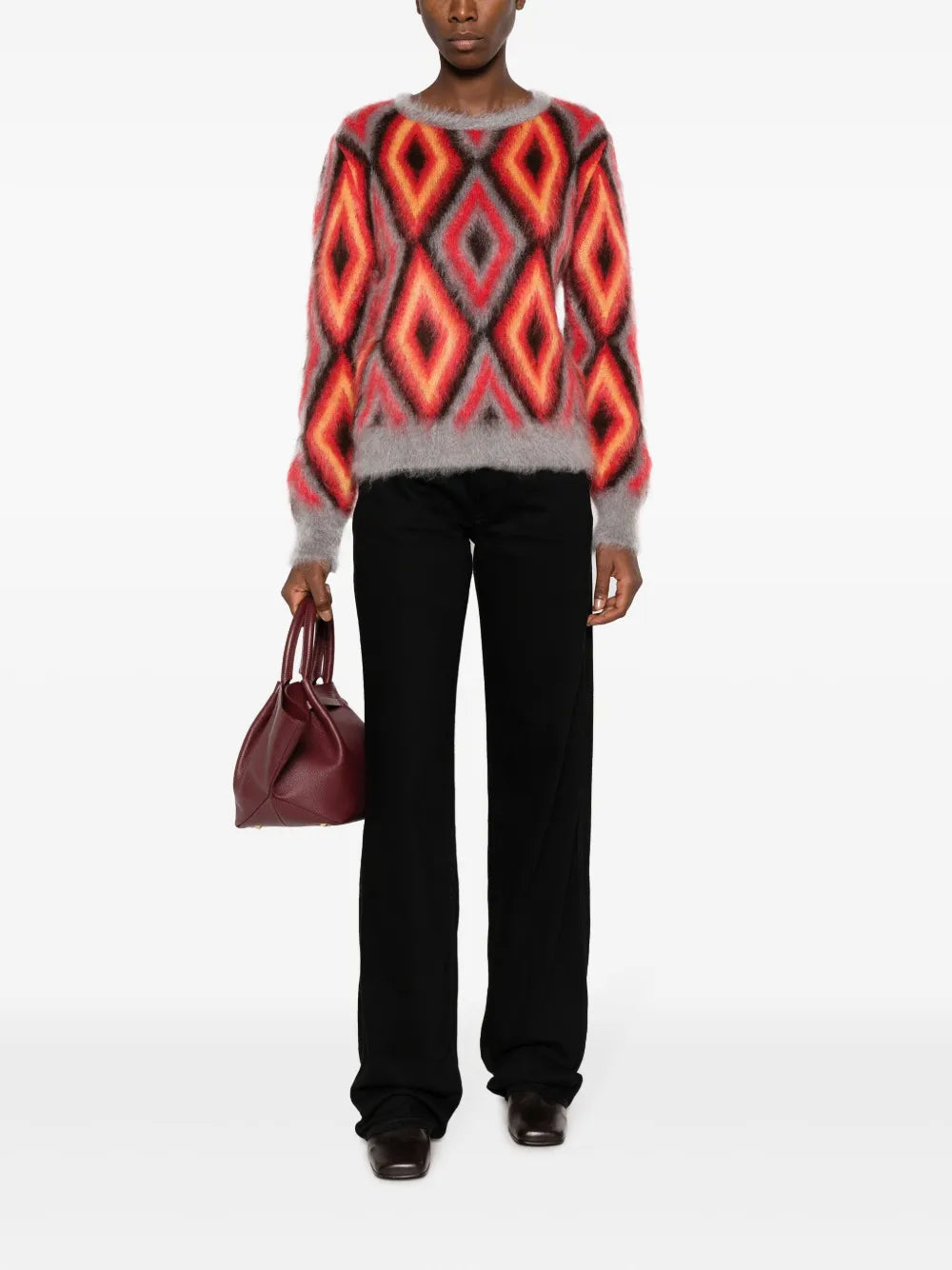 Intarsia-Knit Round-Neck Jumper