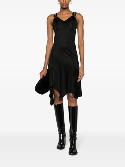 Logo-Plaque Satin Dress