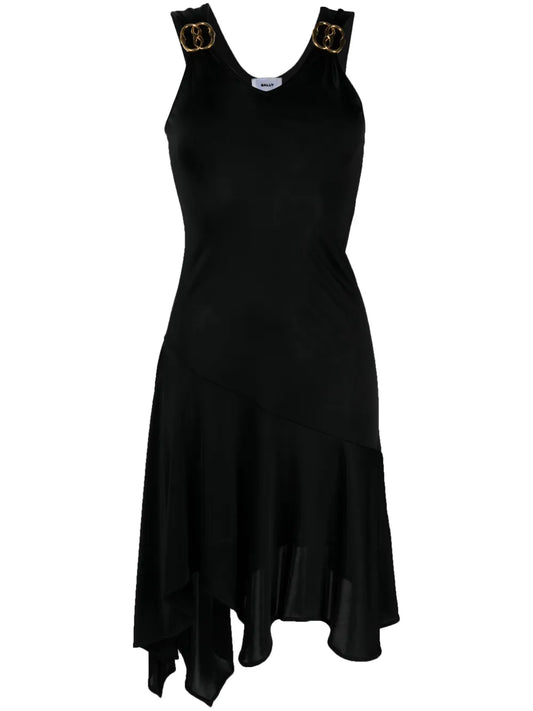 Logo-Plaque Satin Dress