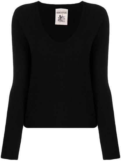Brushed U-Neck Knitted Top