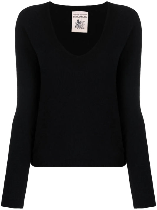 Brushed U-Neck Knitted Top