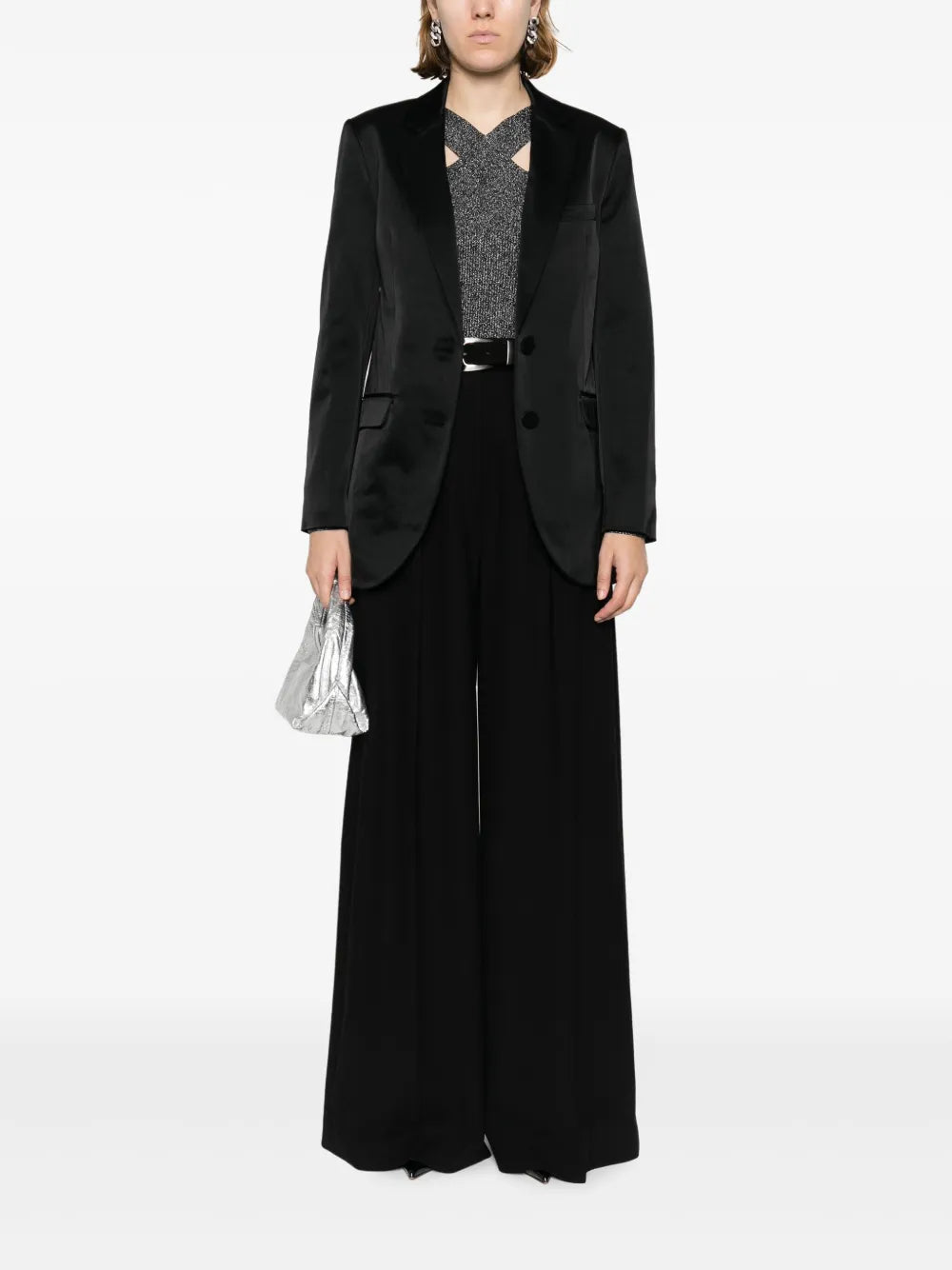 Satin Single-Breasted Blazer