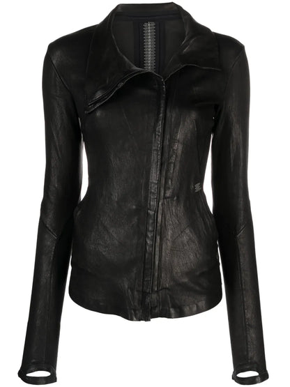 Zip-Detail Leather Jacket