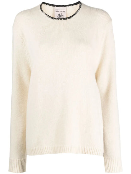 Contrast-Stitching Knitted Jumper
