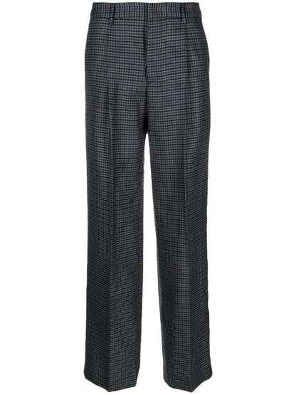 Check-Print Virgin Wool Trousers