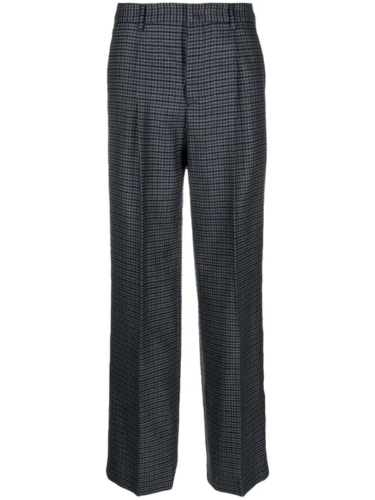 Check-Print Virgin Wool Trousers