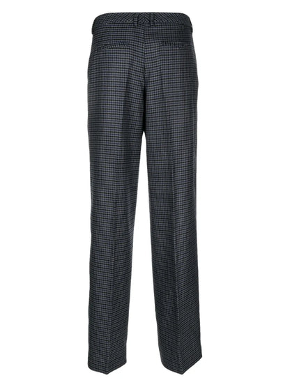 Check-Print Virgin Wool Trousers