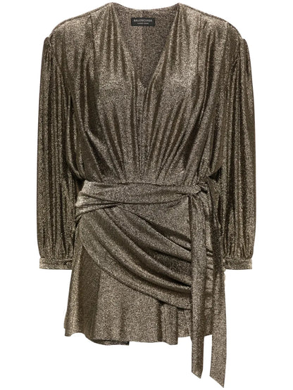 Draped Glittered Mini Dress