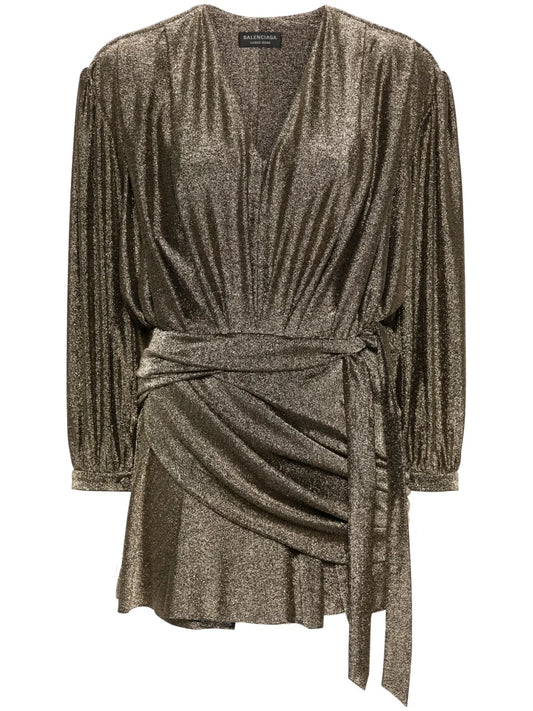 Draped Glittered Mini Dress