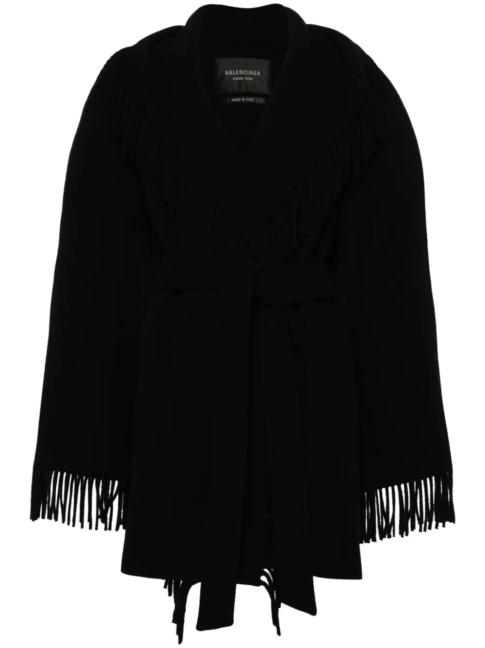 Fringed-Edge Hooded Cardi-Coat