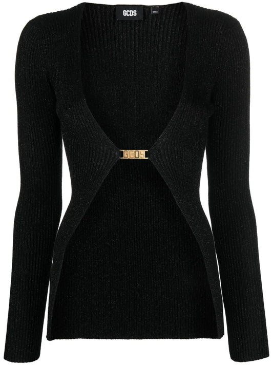 Logo-Lettering Lurex Cardigan