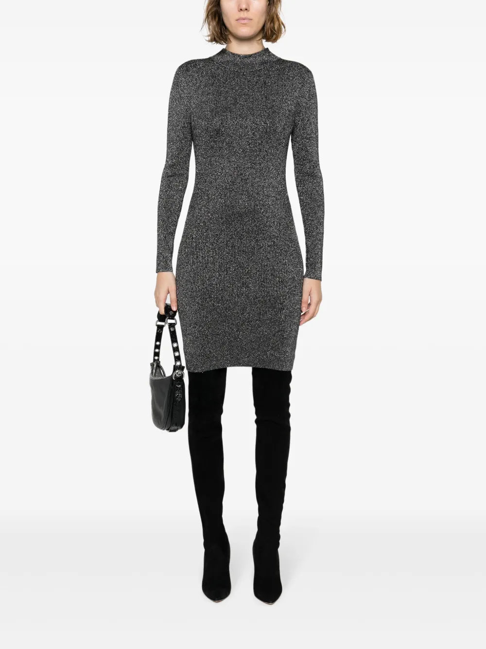 Ribbed-Knit Lurex Dress