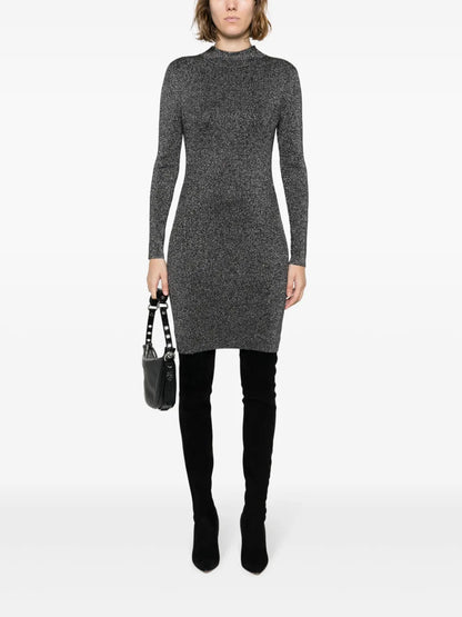 Ribbed-Knit Lurex Dress