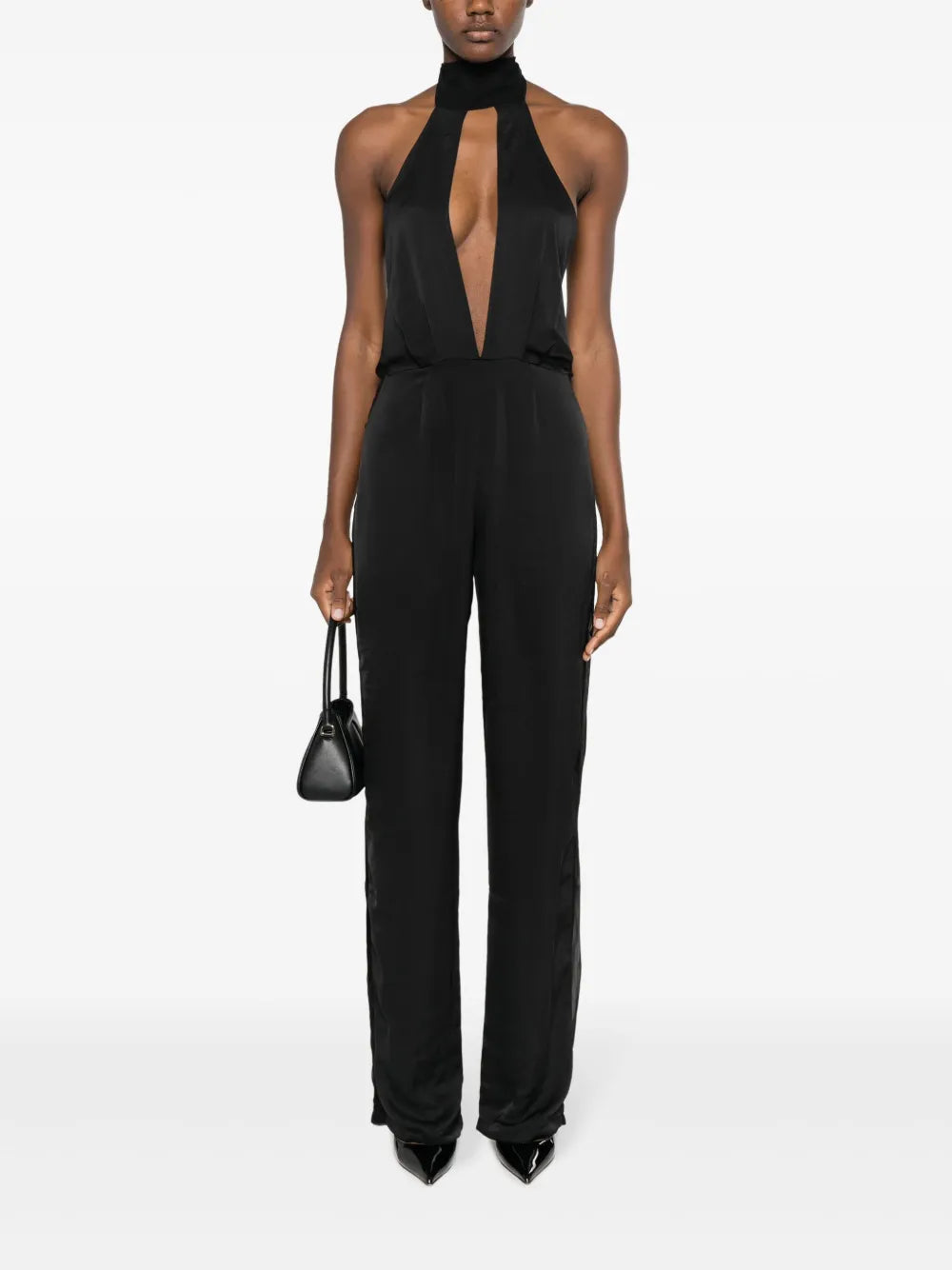 Open-Back Satin Jumpsuit