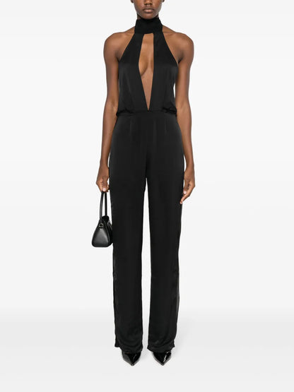 Open-Back Satin Jumpsuit