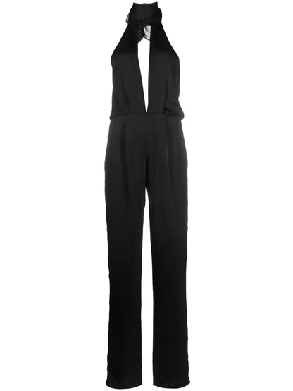 Open-Back Satin Jumpsuit