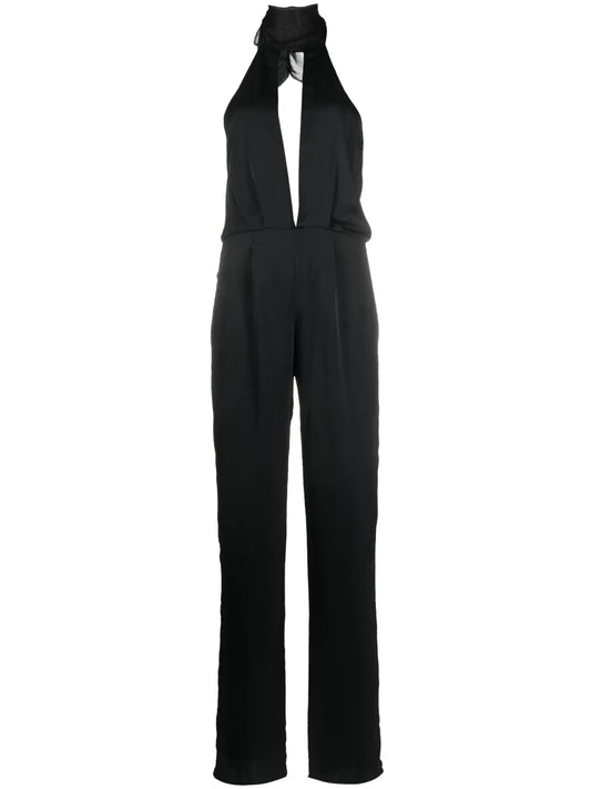 Open-Back Satin Jumpsuit