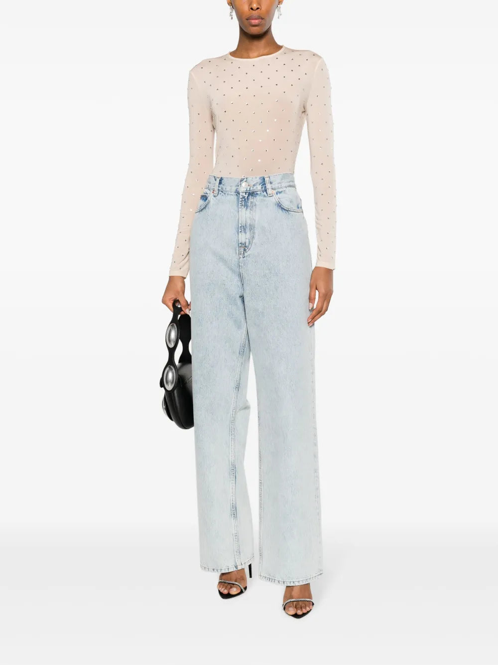 Crystal-Embellished Semi-Sheer Top