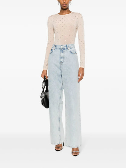 Crystal-Embellished Semi-Sheer Top
