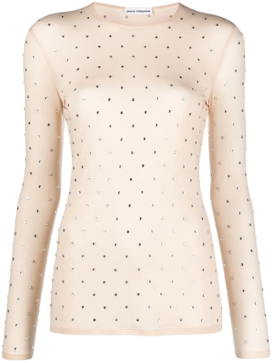 Crystal-Embellished Semi-Sheer Top
