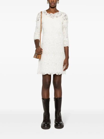 Guipure Lace Shift Minidress