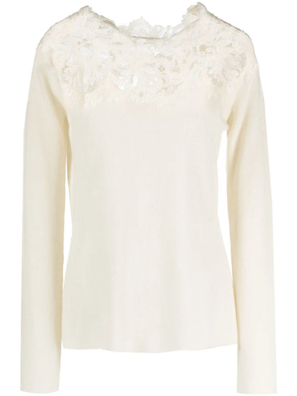 Corded-Lace Cashmere Sweatshirt
