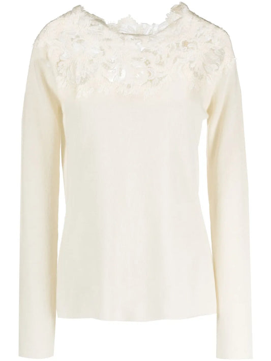 Corded-Lace Cashmere Sweatshirt