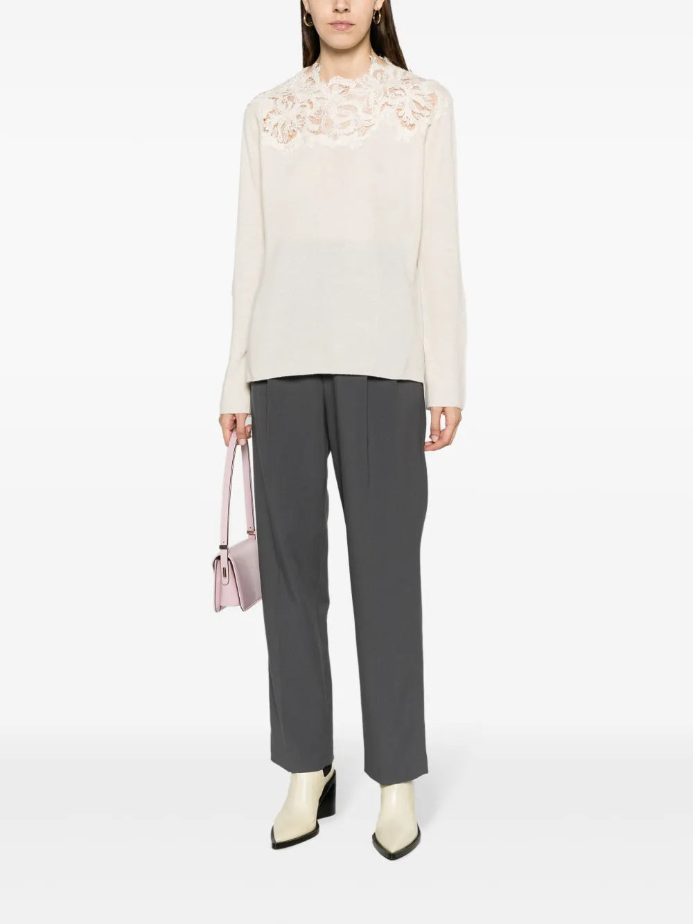 Corded-Lace Cashmere Sweatshirt