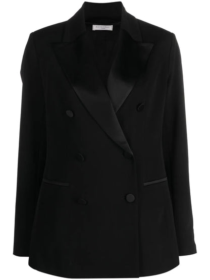 Double-Breasted Notched-Lapels Blazer