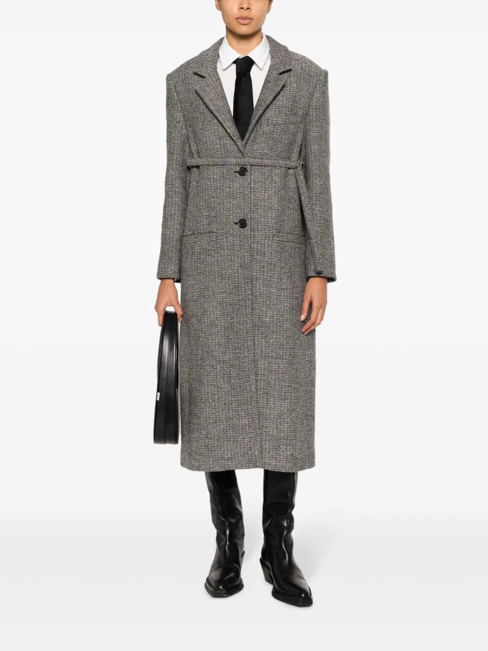 Strap-Detail Tailored Coat
