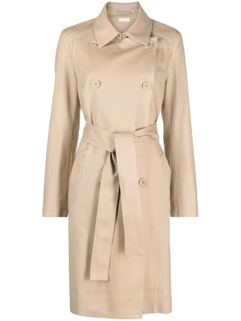 Straight-Point Collar Cotton-Blend Trench Coat