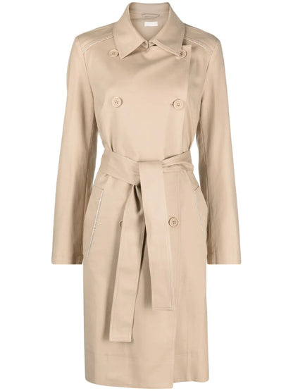 Straight-Point Collar Cotton-Blend Trench Coat