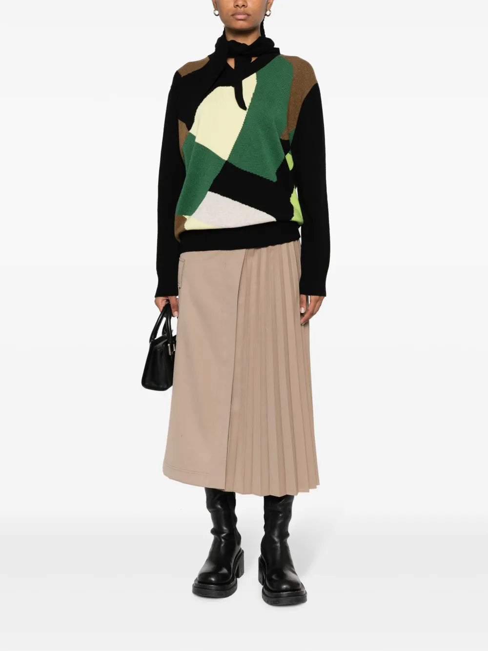 Colour-Block Scarf Jumper
