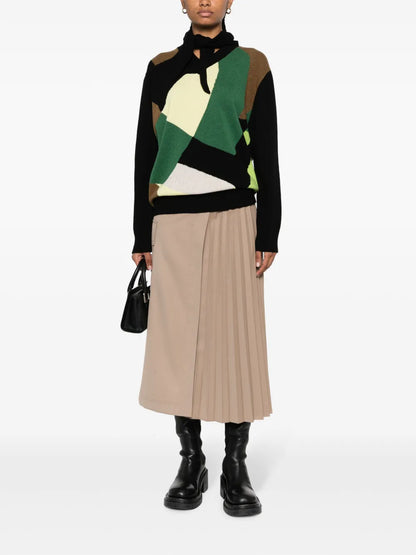Colour-Block Scarf Jumper