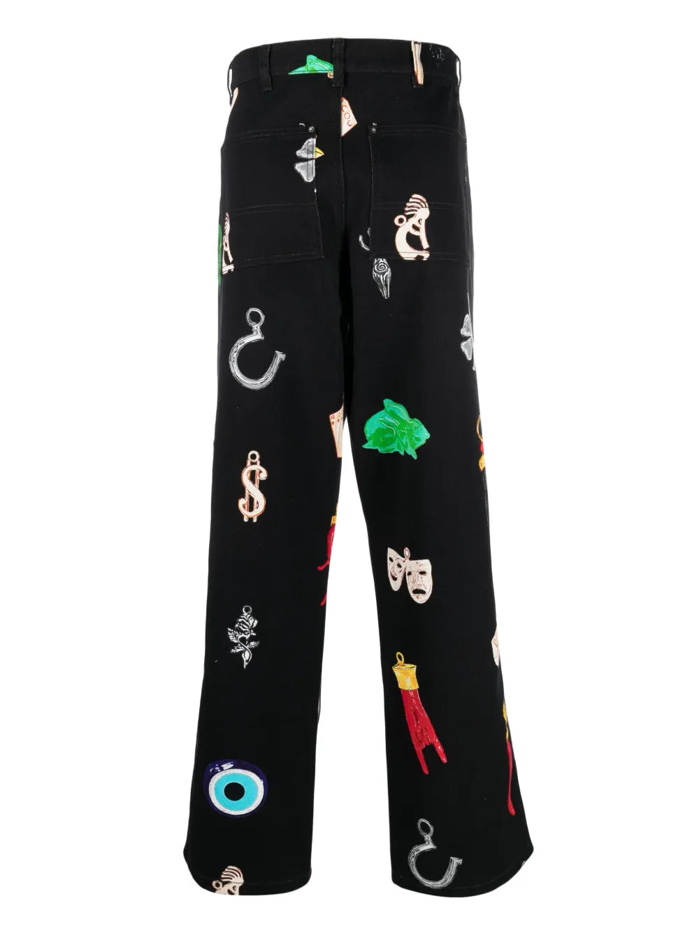 High-Waisted Graphic-Print Jeans