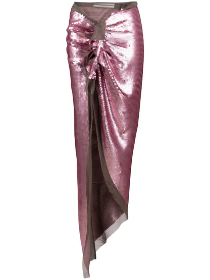Sequinned Asymmetric Maxi Skirt