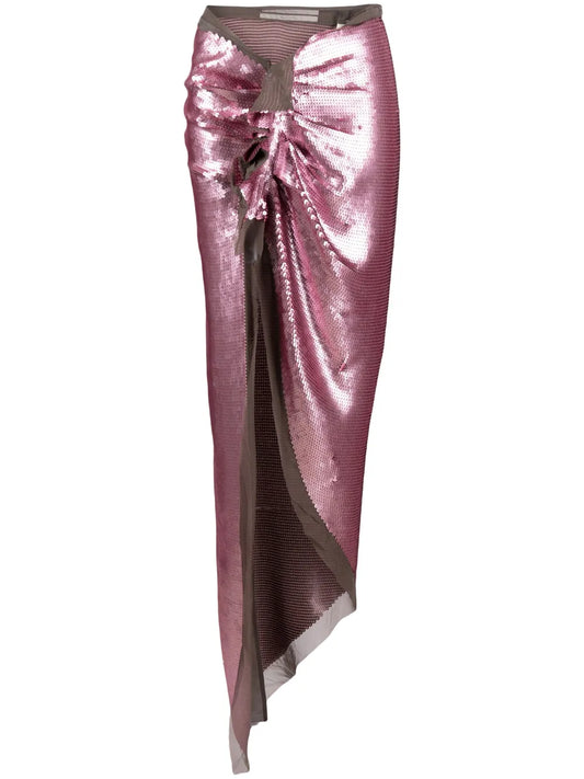 Sequinned Asymmetric Maxi Skirt