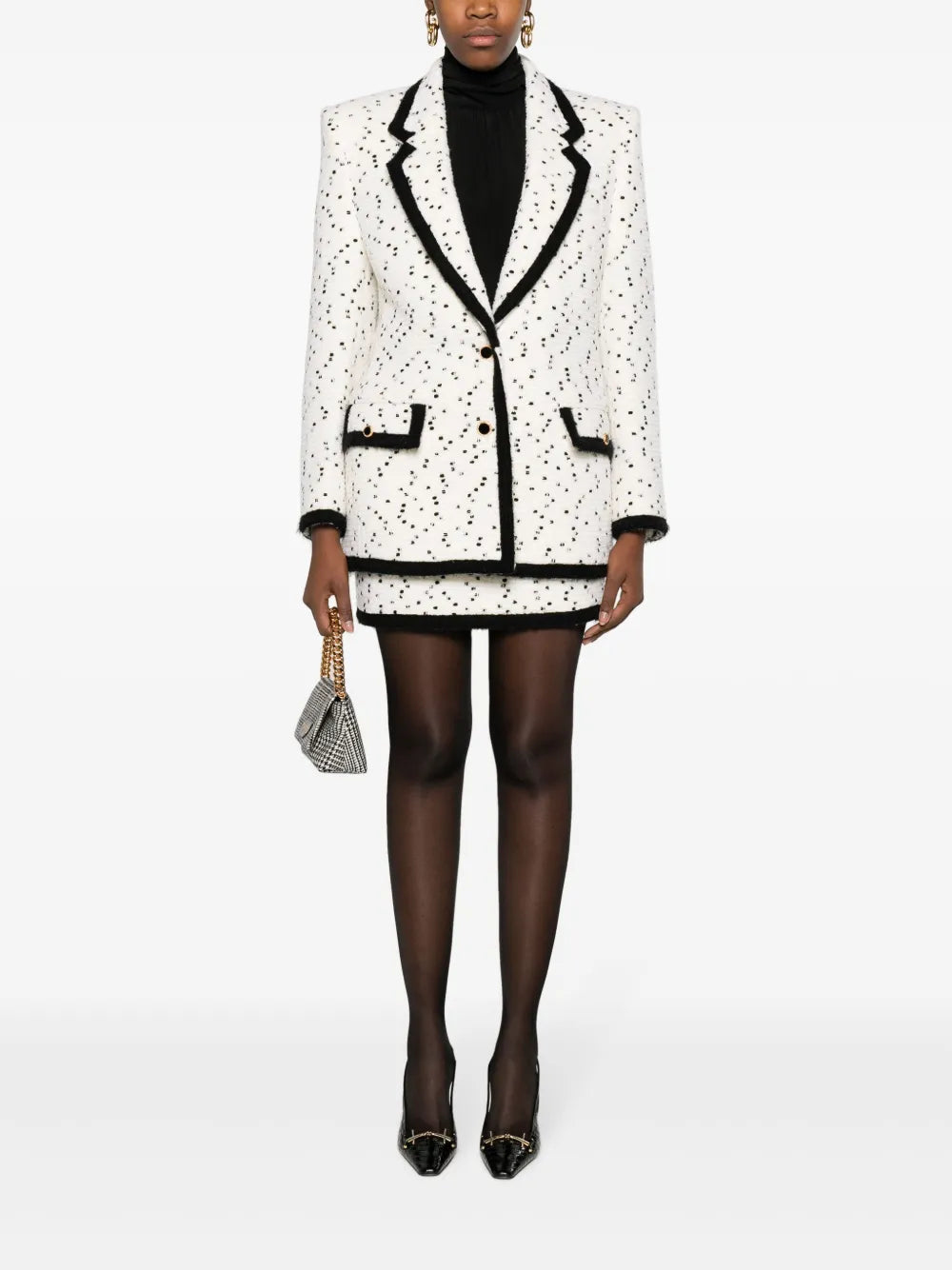 Spotted Single-Breasted Bouclé Blazer