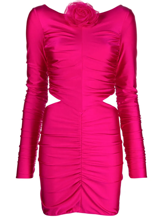 Floral-Appliqué Cut-Out Minidress