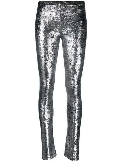 Metallic-Effect High-Waist Leggings