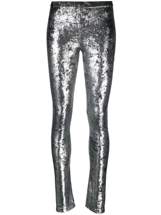 Metallic-Effect High-Waist Leggings