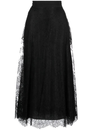 Floral-Lace Midi Skirt