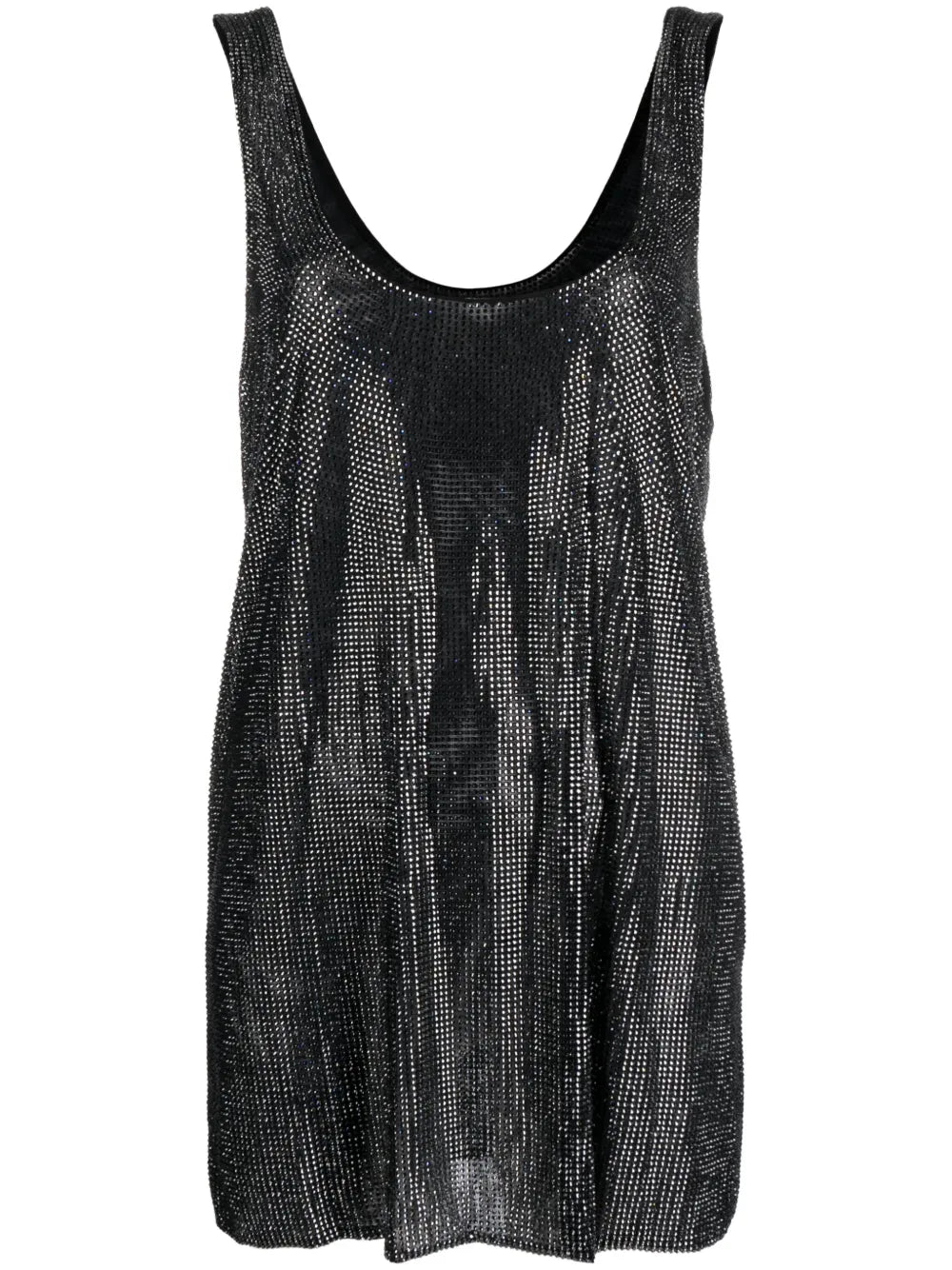 Rhinestone-Embellished U-Neck Minidress